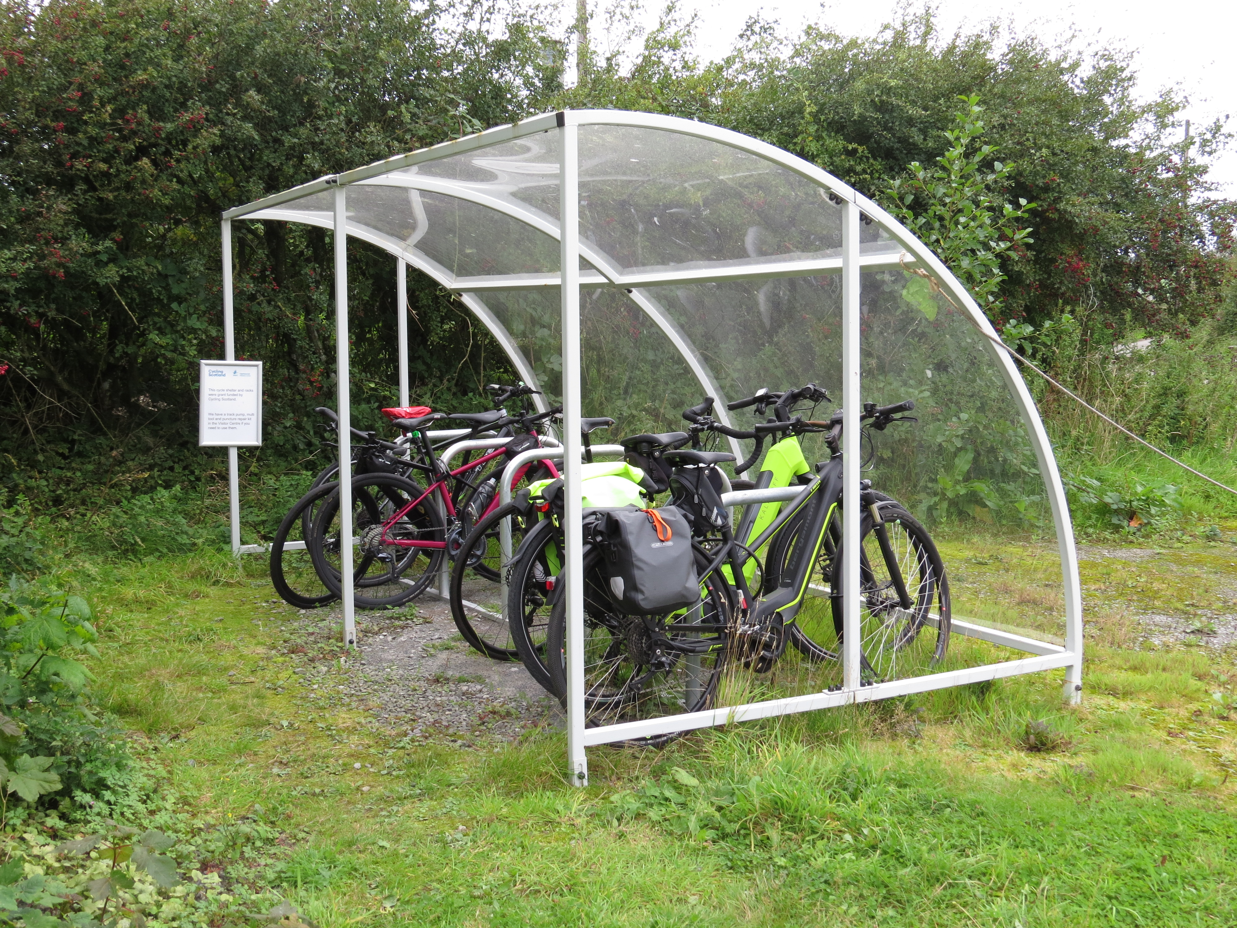 a bike shelter full of bikes