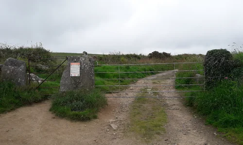 Mên-an-Tol trail Point 1 - Gate at Bosullow