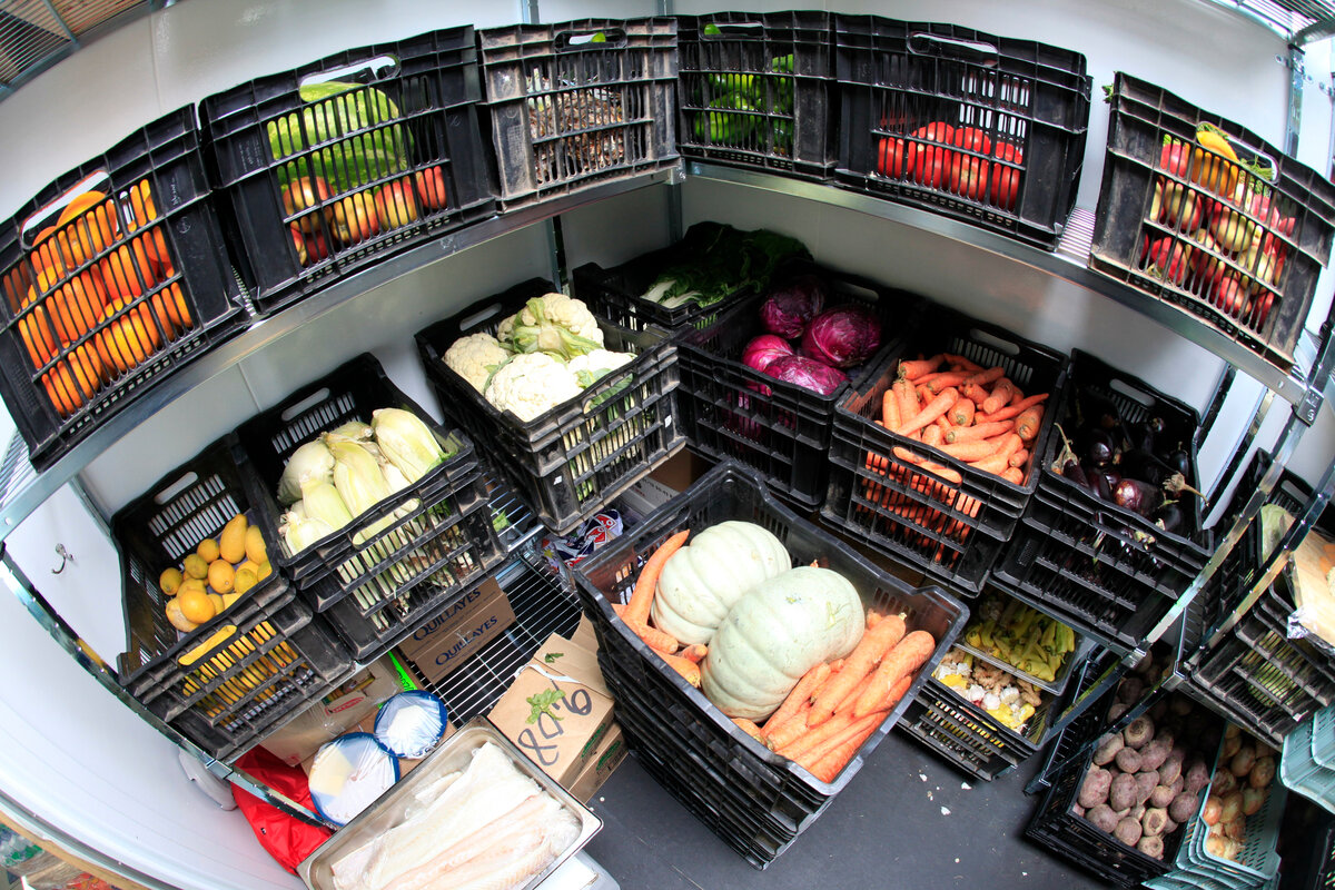 Inside the fruit and vegetable chilled storage