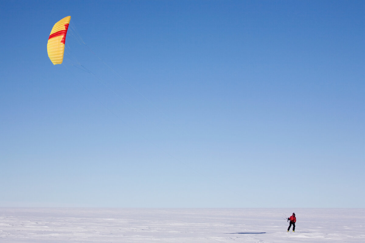 Kiting in the vast expanse of Antarctica