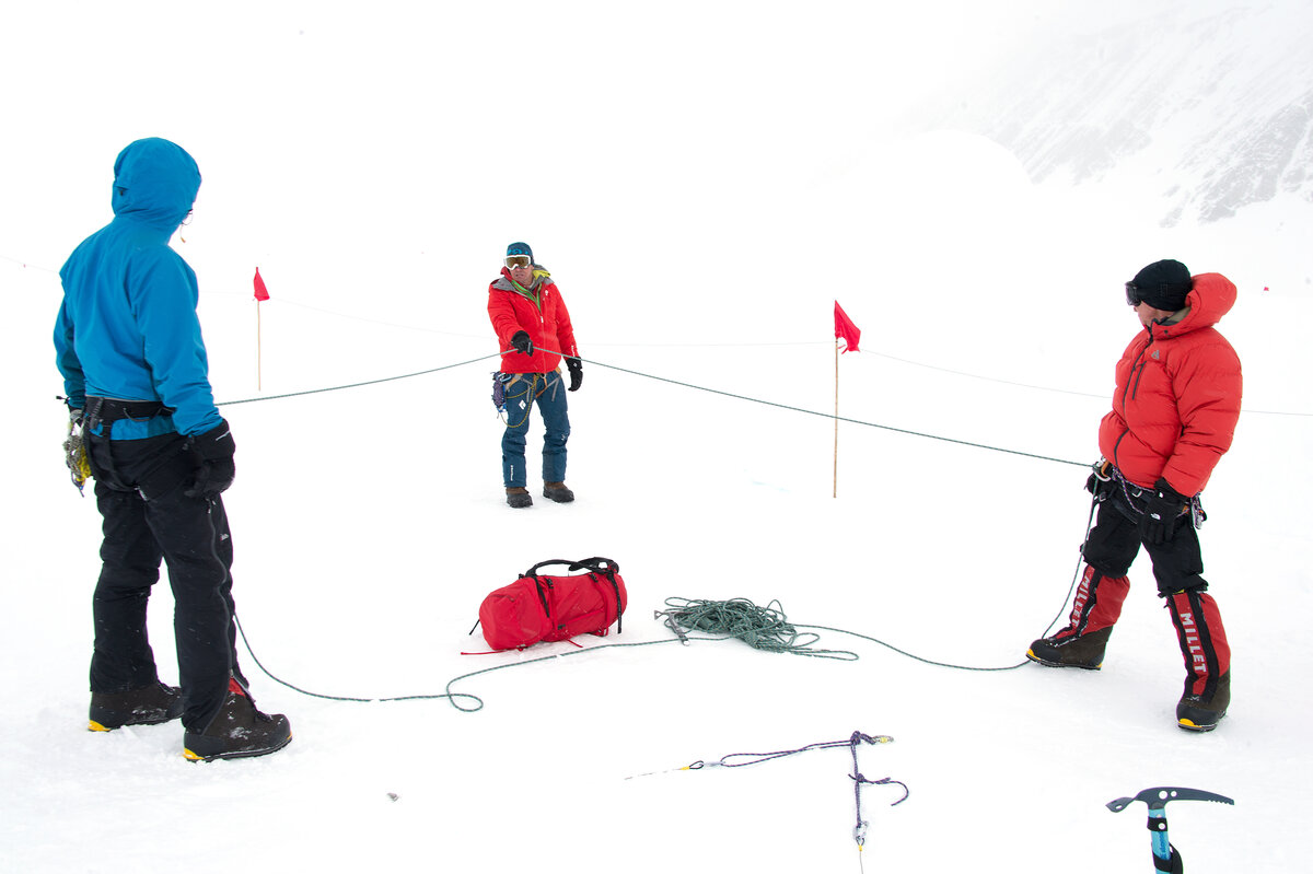 Glacier travel training at Union Glacier Camp