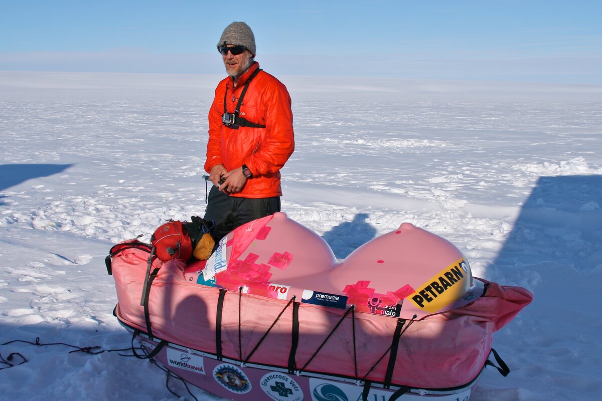 Geoff's 'boob sled' for the Pink Polar Antarctic traverse